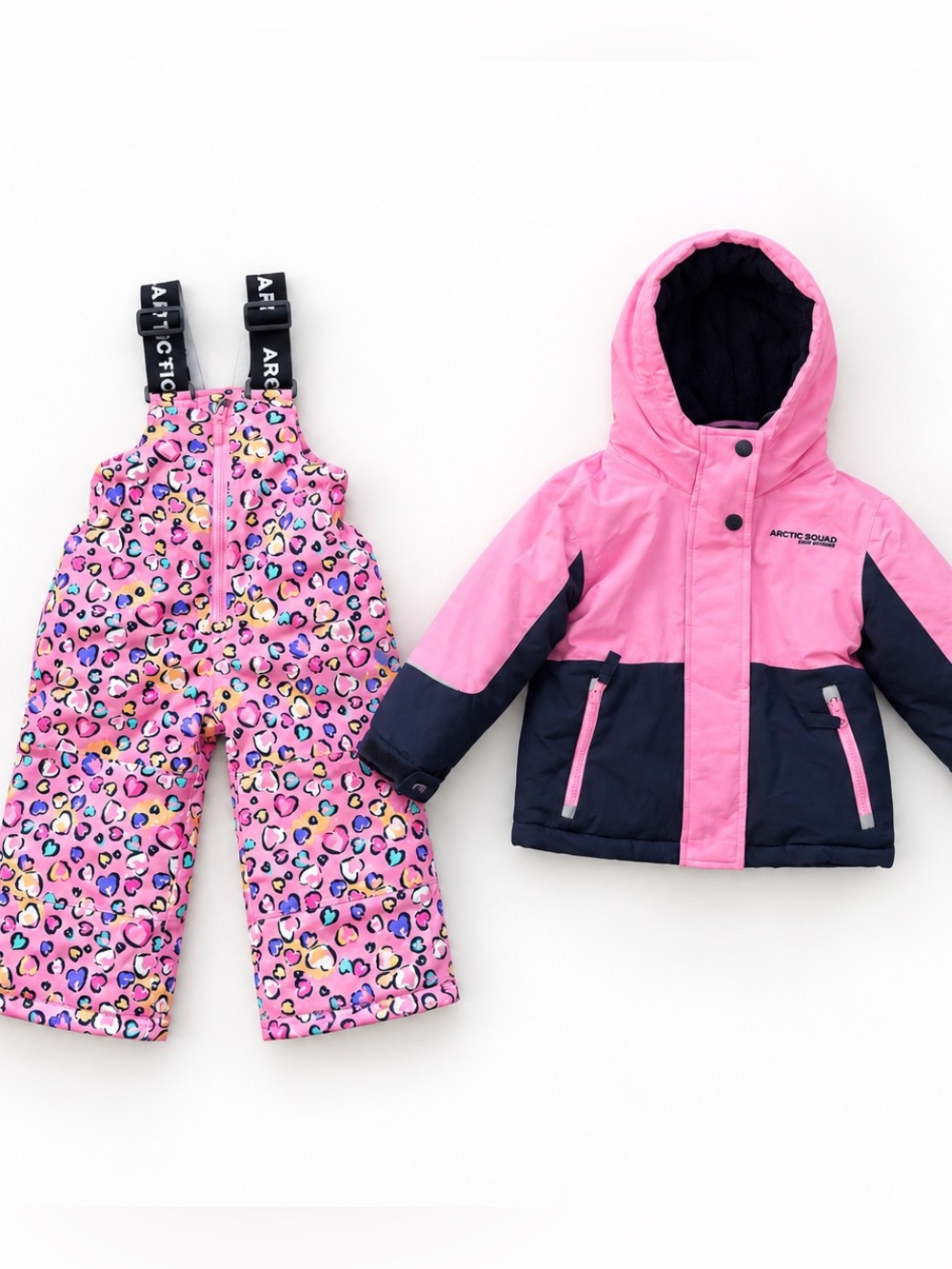 Arctic Squad Girls' 2T Snowsuit / Winter Jacket  Pink Heart Leopard Print